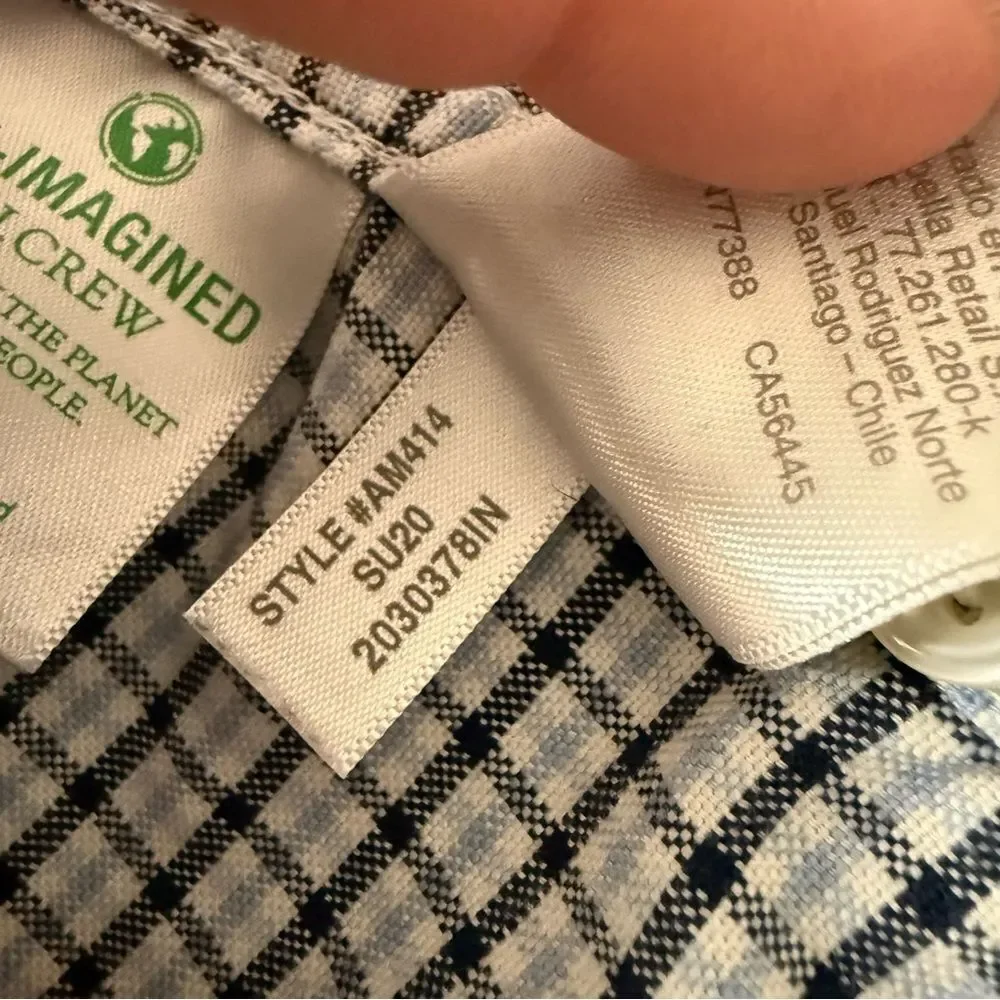 J Crew Oxford Shirt Mens Sz M Gingham Slim Fit 100% Cotton Preppy Office Career